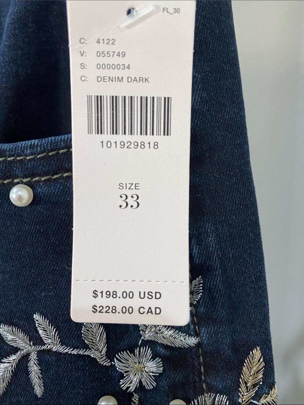 Driftwood Anthropologie Embroidered Wide-Leg Dark Blue Women’s Jeans W33” L32.5” - Picture 4 of 8